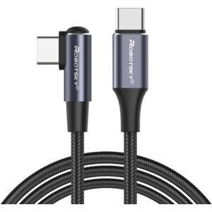 Usb-C Til Usb-C Kabel - 5a/20v/100w - Vinklet - Grå - 2 M