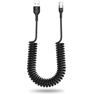 Usb-C 3.1 Til Usb-A 2.0 Spiralkabel - 5a - Sort - 1 M