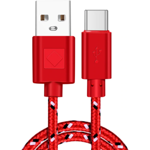 Usb-C 3.1 Stofbeklædt Usb Kabel - Rød - 2 M