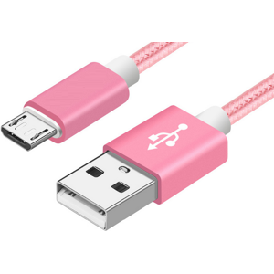 Stofbeklædt Usb-A / Micro-B Usb Kabel - Pink - 1 M