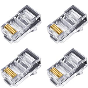 100 stk Rj45-stik 6u forgyldt Pass Through Ethernet-kabler Modulstik Netværk Rj-45 Crystal