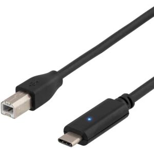 Deltaco USB 2.0 cable, Type C M - Type B M, 1m, black