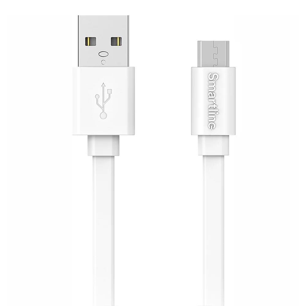 Smartline Flat USB-A til Micro USB Kabel 0.15 m. - Hvid