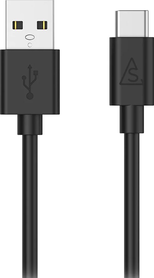 Smartline (3A/15W) USB2.0 - USB-C Kabel 1 m. - Sort