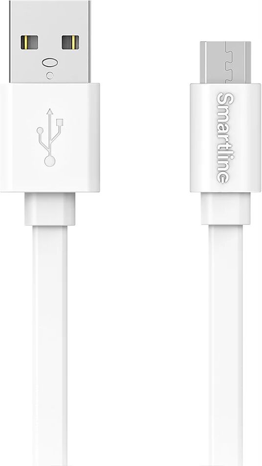 Smartline Flat USB-A til Micro USB Kabel 0.15 m. - Hvid