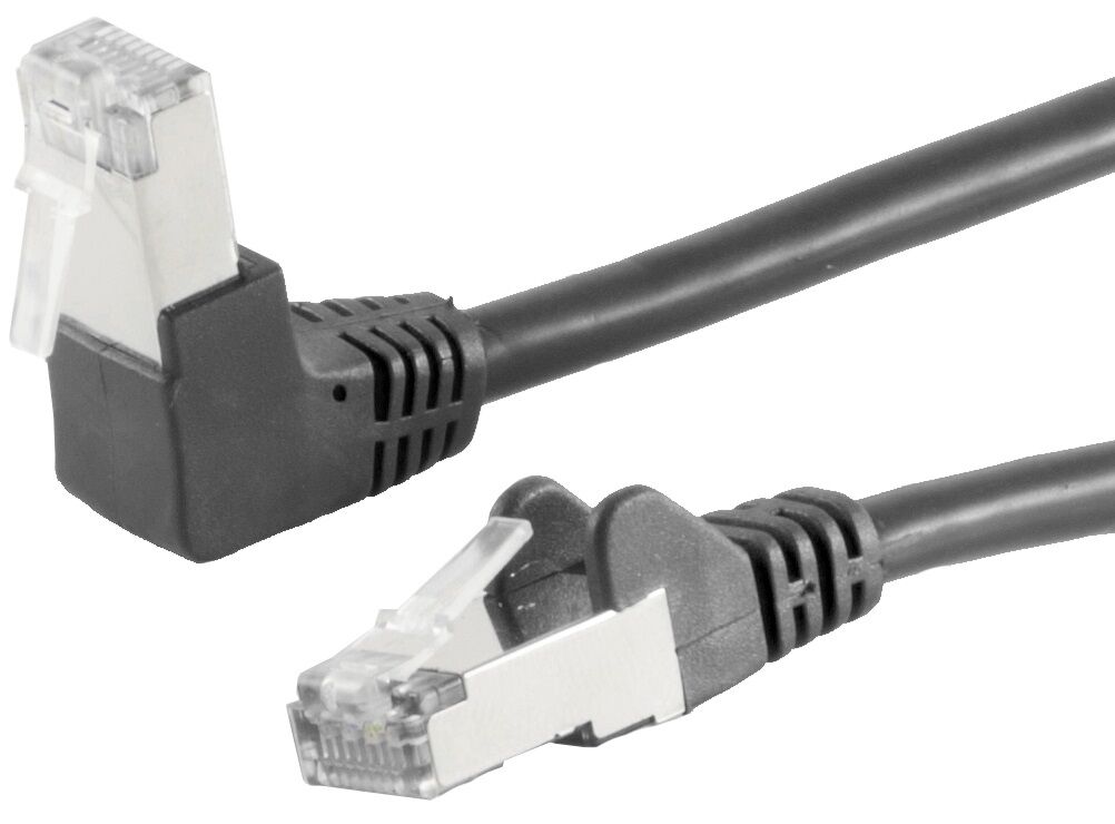 Cat 6 S/ftp Netværkskabel - Vinklet - Sort - 2 M