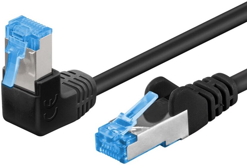 Cat 6a S/ftp Vinklet Netværkskabel - Sort - 3 M