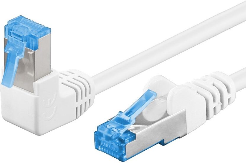 Cat 6a S/ftp Vinklet Netværkskabel - Hvid - 3 M