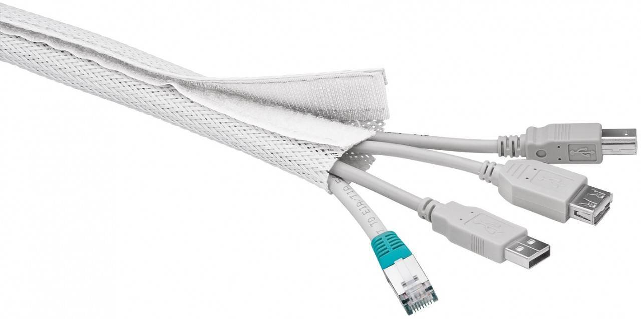 Kabelsokker Med Velcro - 5 Meter - Hvid