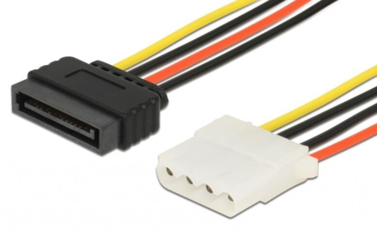 DeLOCK Sata Strøm Adapter - 15-Pin Hun Til 4-Pin Molex Hun - 100 Cm