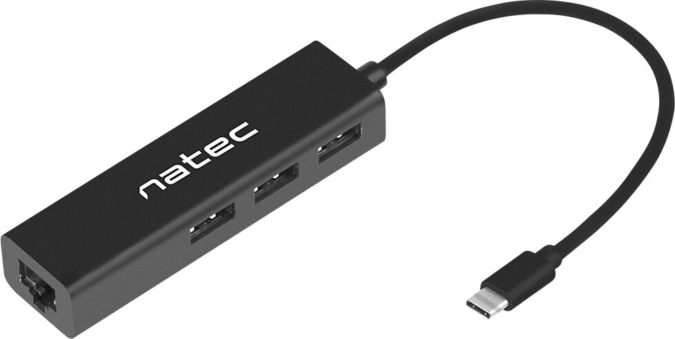 Natec USB Hub 2.0 Dragonfly 3-porter + RJ45