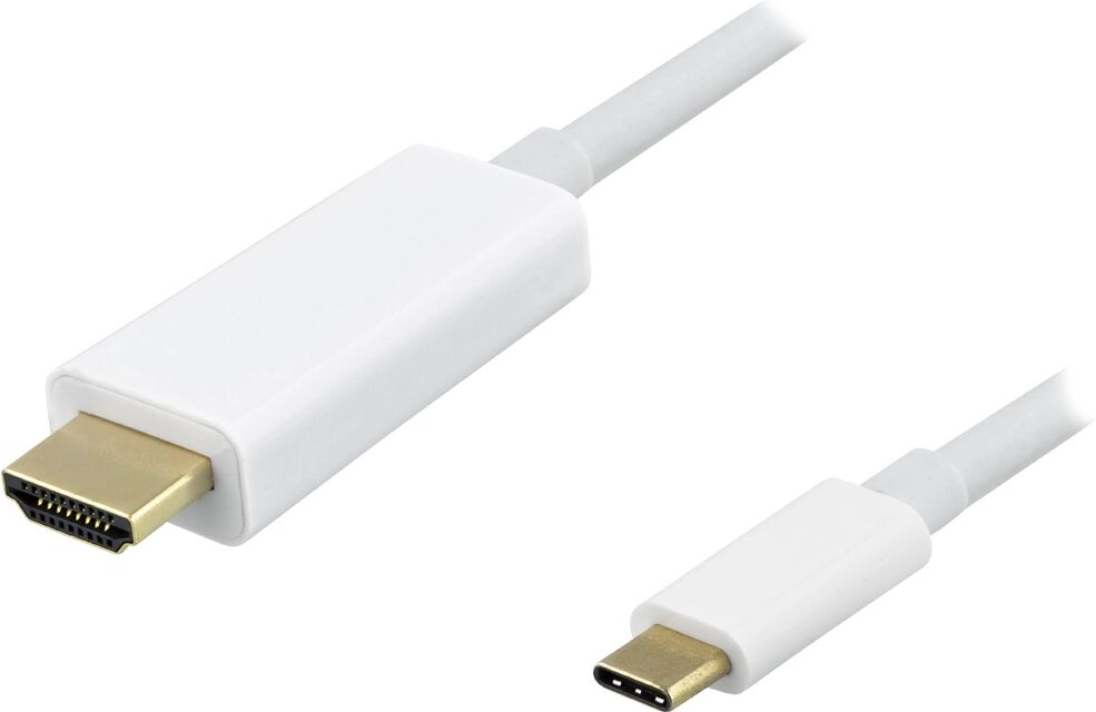 Deltaco USB-C til HDMI Kabel, 4K Hvit - 2 Meter