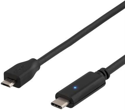 Deltaco USB-C till microUSB-kabel (1 meter)