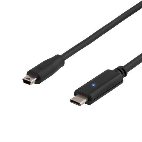 Deltaco USB-C till miniUSB-kabel (2 meter)