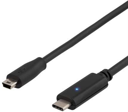 Deltaco USB-C till miniUSB-kabel (2 meter)