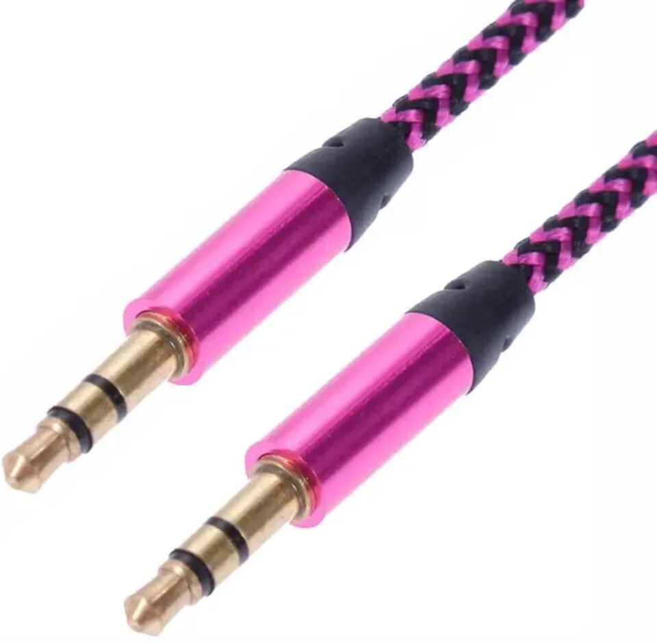 eStore 1m Vävd 3.5mm Aux Kabel - Rosa