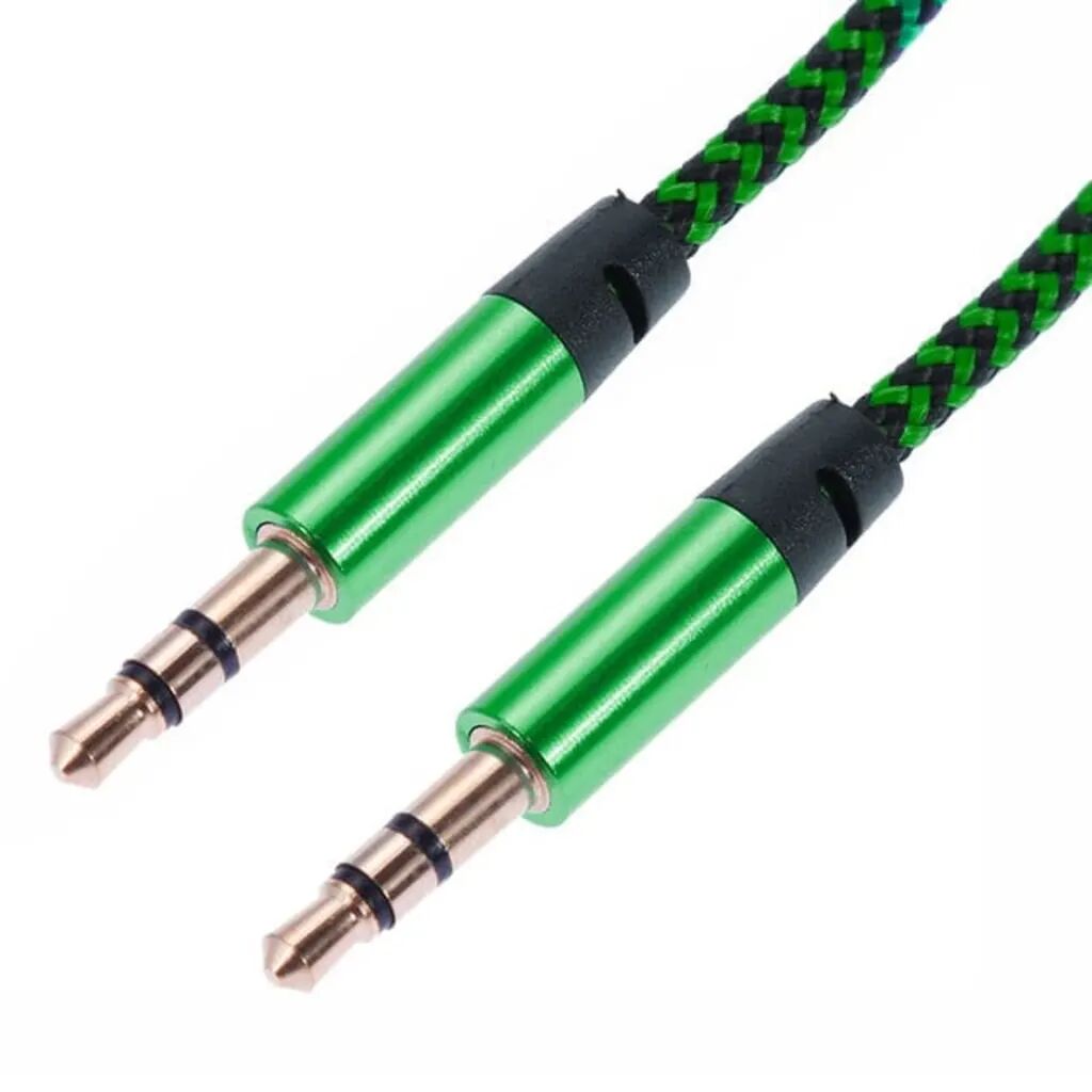 eStore 1m Vävd 3.5mm Aux Kabel - Grön