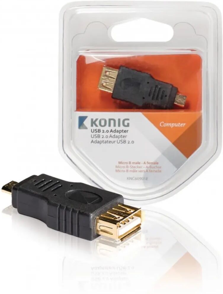 König USB 2.0-adapter mikro B hane – A hona 1 st grå