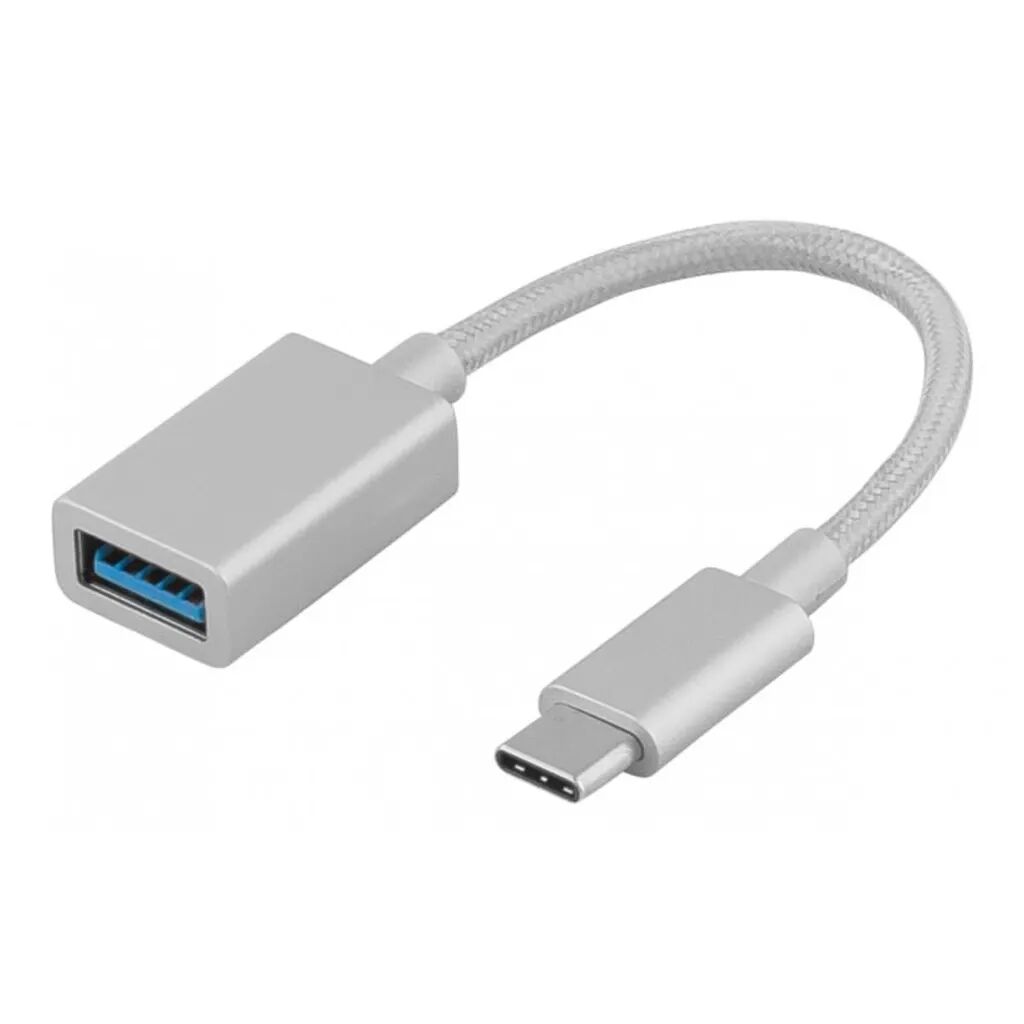 Deltaco PRIME USB adapter, 3.1 Gen1, Typ C ha, Typ A ho, 0,15m, silver