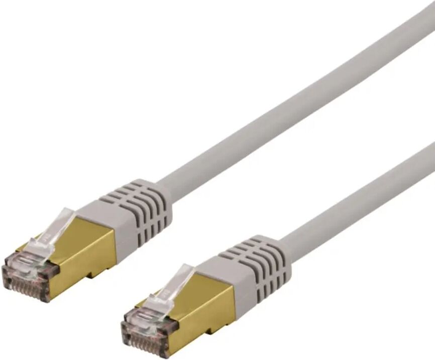 Deltaco S/FTP Cat6a patchkabel, delta cert, LSZH, 0,5m, grå