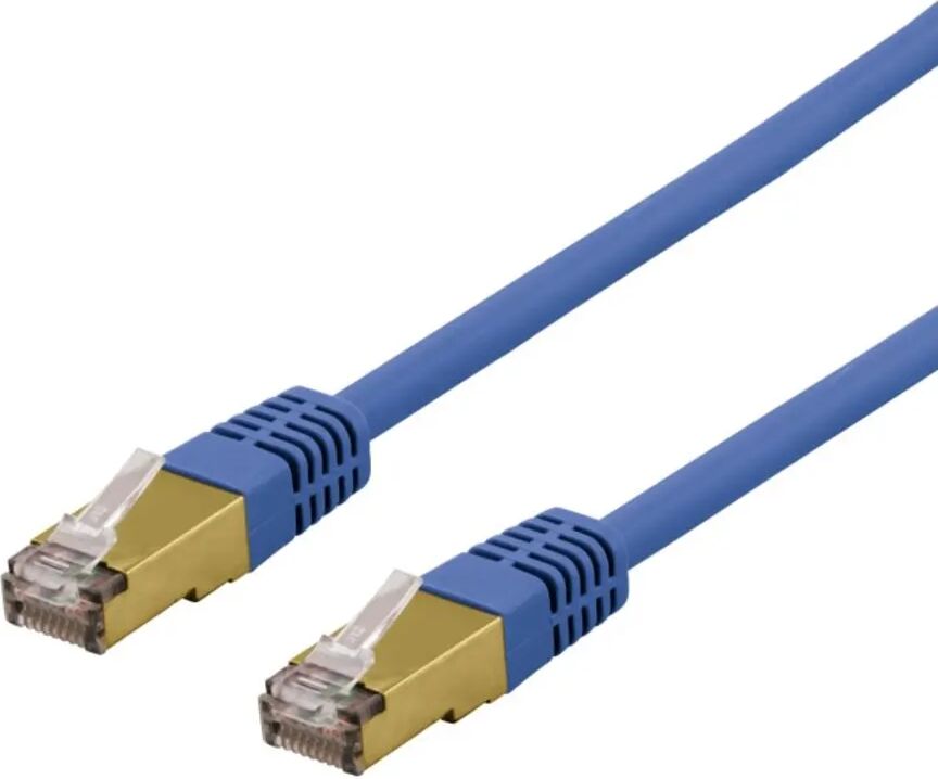 Deltaco S/FTP Cat6a patchkabel, delta cert, LSZH, 1,5m, blå