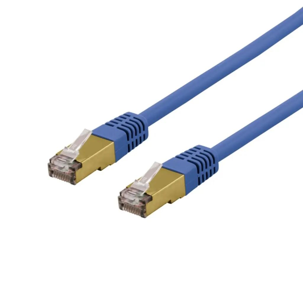 Deltaco S/FTP Cat6a patchkabel, delta cert, LSZH, 2m, blå