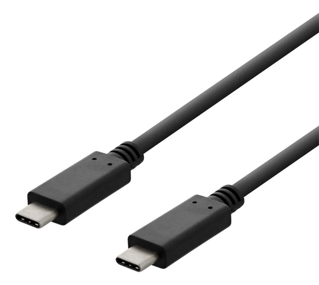 Deltaco USB 2.0 kabel, Typ C - Typ C, 1m, svart