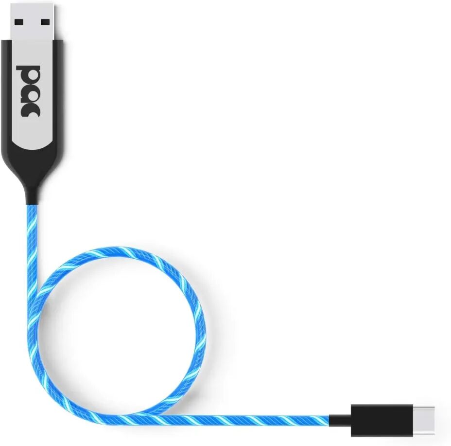 Poweraware PAC Laddkabel USB-C 1m Blå LED Belyst  Kabel