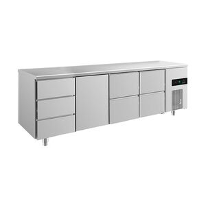 Gastro Kühltisch 1 Tür 7 Schubladen Umluftkühlung 2330x700x850mm -2/+8°C ISO 50mm