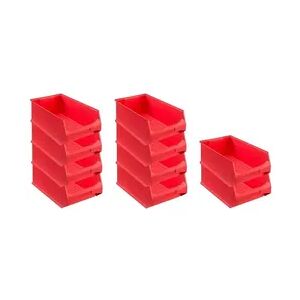 PROREGAL 10x Rote Sichtlagerbox 5.0   HxBxT 20x30x50cm   21,8 Liter   Sichtlagerbehälter, Sichtlagerkasten, Sichtlagerkastensortiment