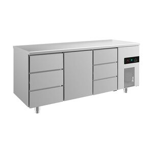 Gastro Kühltisch 1 Tür 6 Schubladen Umluftkühlung 1865x700x850mm -2/+8°C 474L ISO50mm