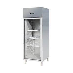 Gastro mobil Edelstahlkühlschrank Kühlung 1 Glastür 610l 740x830x2010mm -2/+8°C