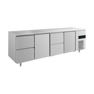 Gastro Kühltisch 632l 2 Türen 4 Schubladen Umluftkühlung 2330x700x850mm -2/+8°C