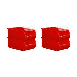 PROREGAL 4x Rote Sichtlagerbox 5.0 mit Abdeckung   HxBxT 20x30x50cm   21,8 Liter   Sichtlagerbehälter, Sichtlagerkasten