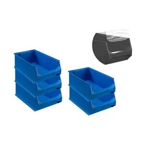 PROREGAL 5x Blaue Sichtlagerbox 5.0 mit Abdeckung   HxBxT 20x30x50cm   21,8 Liter   Sichtlagerbehälter, Sichtlagerkasten