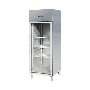 Gastro mobil Edelstahlkühlschrank Kühlung 1 Glastür 610l 740x830x2010mm -2/+8°C