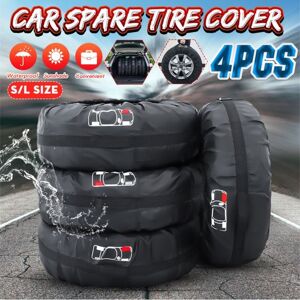  Dasing 4 pièces pneu couverture de roue de secours de voiture  couverture de pneu housse de rangement sac de transport sac polyester pneu  pour voiture protection de roue couvertures 4 saison