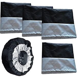 pologmase 4pcs Housses De Roue De Secours, Housse De Protection De Roue, Sacs À Neige pour Roue De Secours, Protections De Housse De Pneu De Secours en Tissu Oxford 210D avec Revêtement Plaqué Argent - Publicité