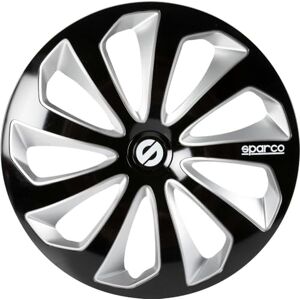 SPARCO SPC1673BKSV Enjoliveur Sicilia, Noir/Argent, Set de 4, 16 - Publicité