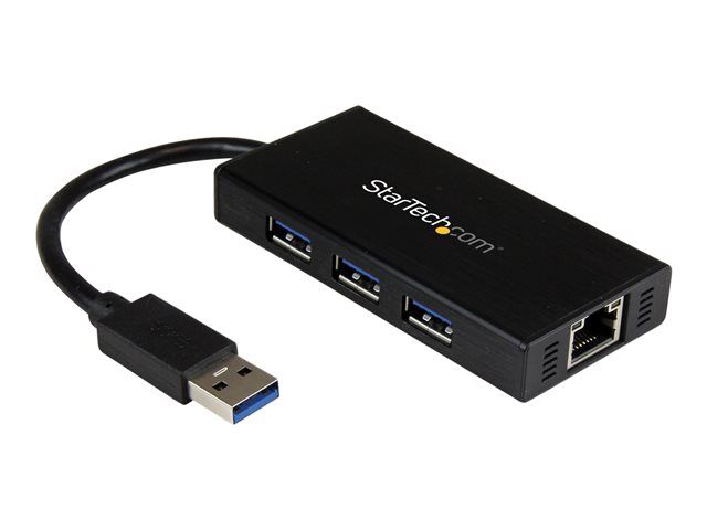 STARTECH.COM ST3300GU3B USB 3.0 to 3-port USB Hub + Gigabit Ethernet