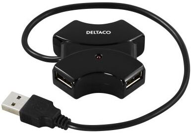 DELTACO DELTACO USB 2.0 hub, 4xType A porter, 0,4m, sort 7340004658689