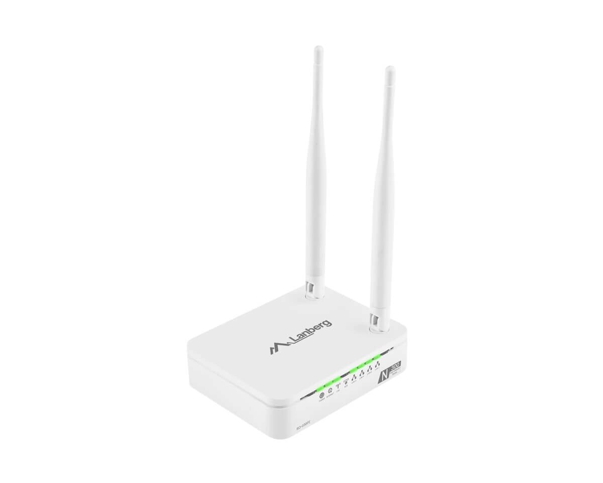 Lanberg Trådlös Router DSL N300 4-portar 100mB 2T2RmImO 2,4GHZ IPTV Support