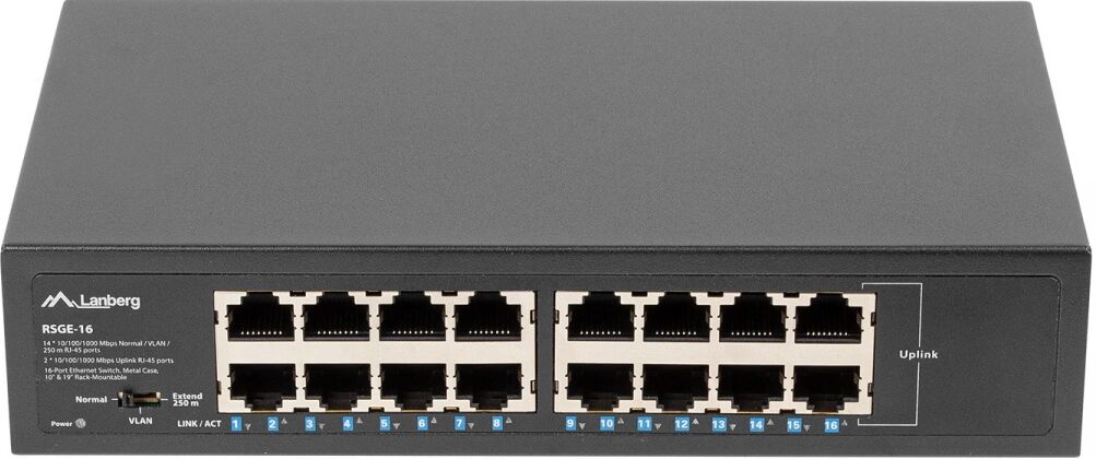 Lanberg Switch Rack 10"/19" 16-Port 1GB