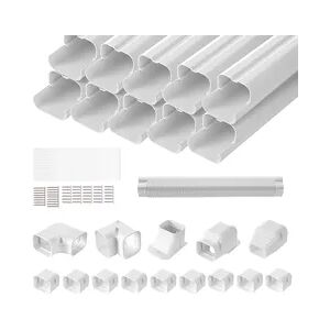 VEVOR Mini-Split-Line-Set-Abdeckung 76,2 mm B 5400 mm L, dekorative PVC-Rohrleitungsabdeckung für Klimaanlage mit 10 geraden Kanälen und vollständigen Komponenten, überstreichbar für Wärmepumpen, weiß