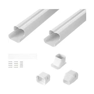 VEVOR Mini-Split-Line-Set-Abdeckung 76,2 mm B 2270 mm L, dekorative PVC-Rohrleitungsabdeckung für Klimaanlage mit 2 geraden Kanälen und vollständigen Komponenten, überstreichbar für Wärmepumpen, weiß