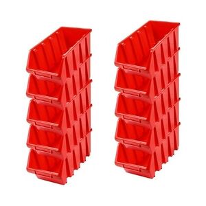 PROREGAL Mega Deal 10x Sichtlagerbox 4   HxBxT 15,5x20,4x34cm   Polypropylen   Rot   Sichtlagerbehälter, Sichtlagerkasten, Sortierbehälter