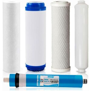 ROSMMEL Pack 4 Wasserfilter mit Membran für Universal-Umkehrosmose 5 Stufen