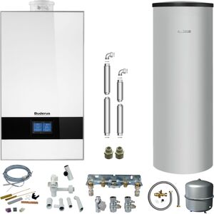 Buderus GB182i.2 Logaplus Gas-Brennwert Paket W42 weiß mit Regelung BC400 und Warmwasserspeicher SU200 - 20 kW - 7739621364