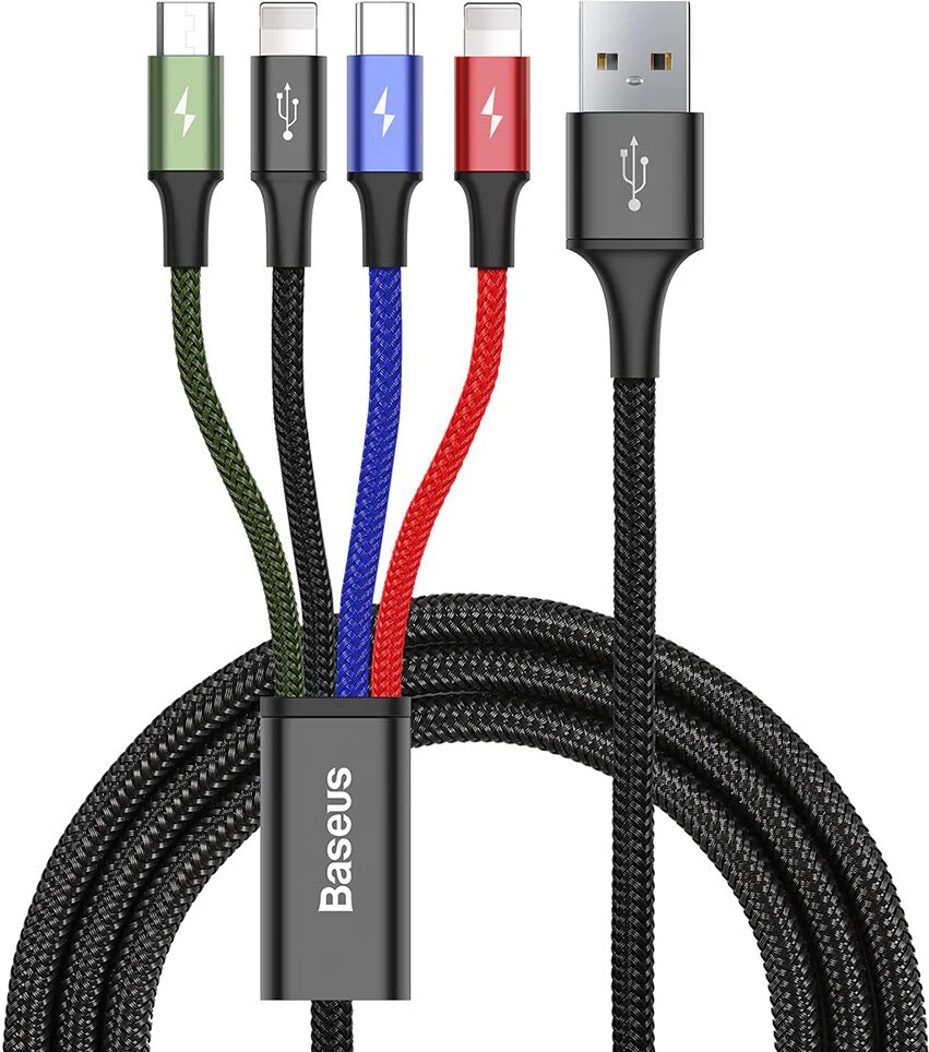 Baseus Rapid Series 4-i-1 Lightning (2 stk) / USB-C / Micro USB 3.5A Kabel 1.2m.