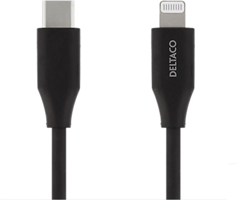 Deltaco USB-C til Lightning Kabel (PD) 18W - 0.25 m. - Sort